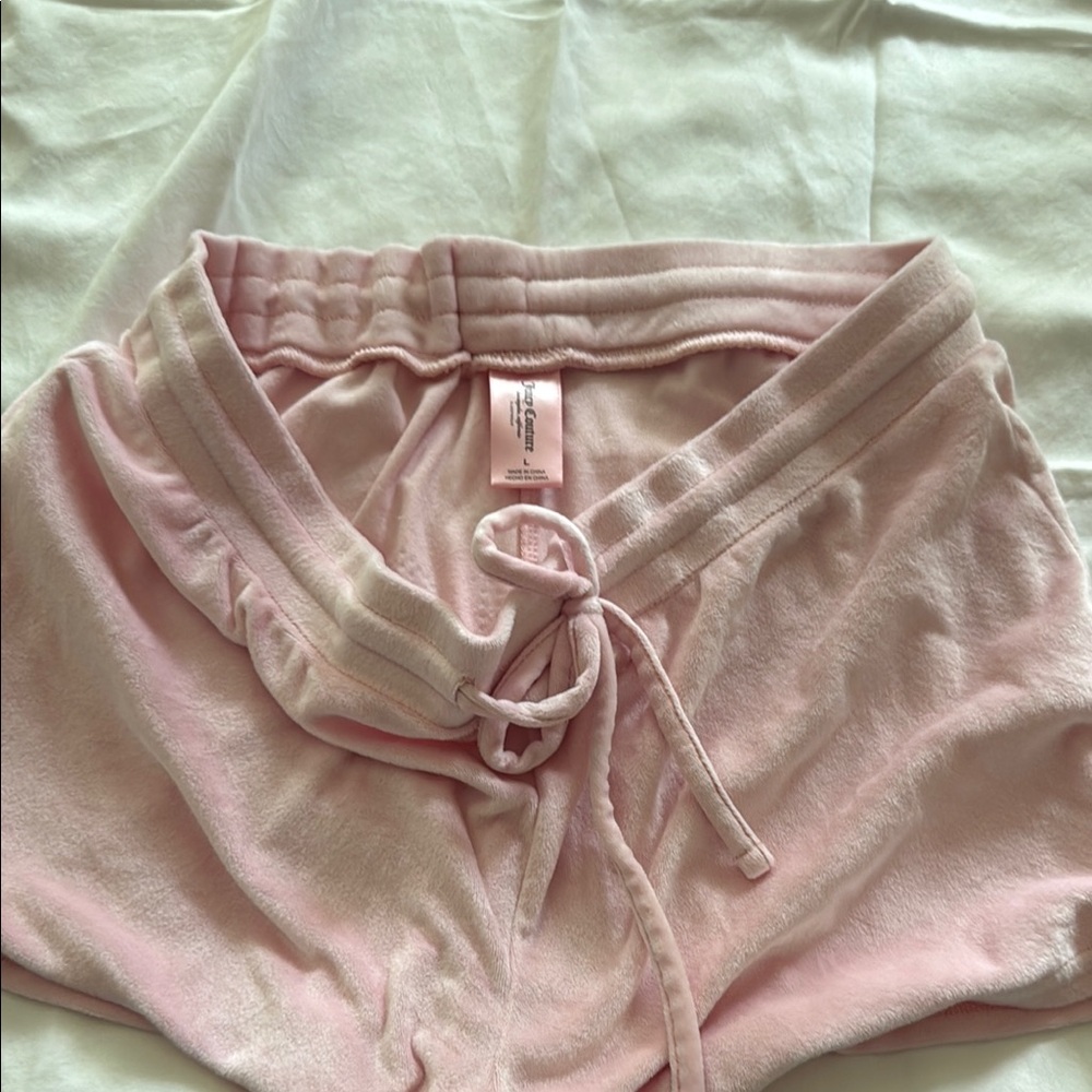 Pink Velour Drawstring Shorts